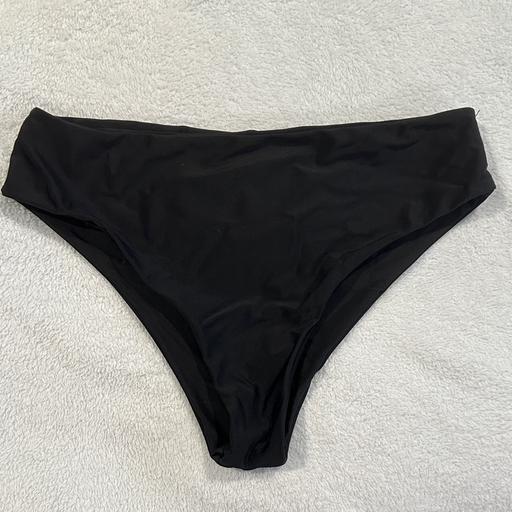Black Women’s Bikini Bottom - Classic High-Cut Swimwear size Medium